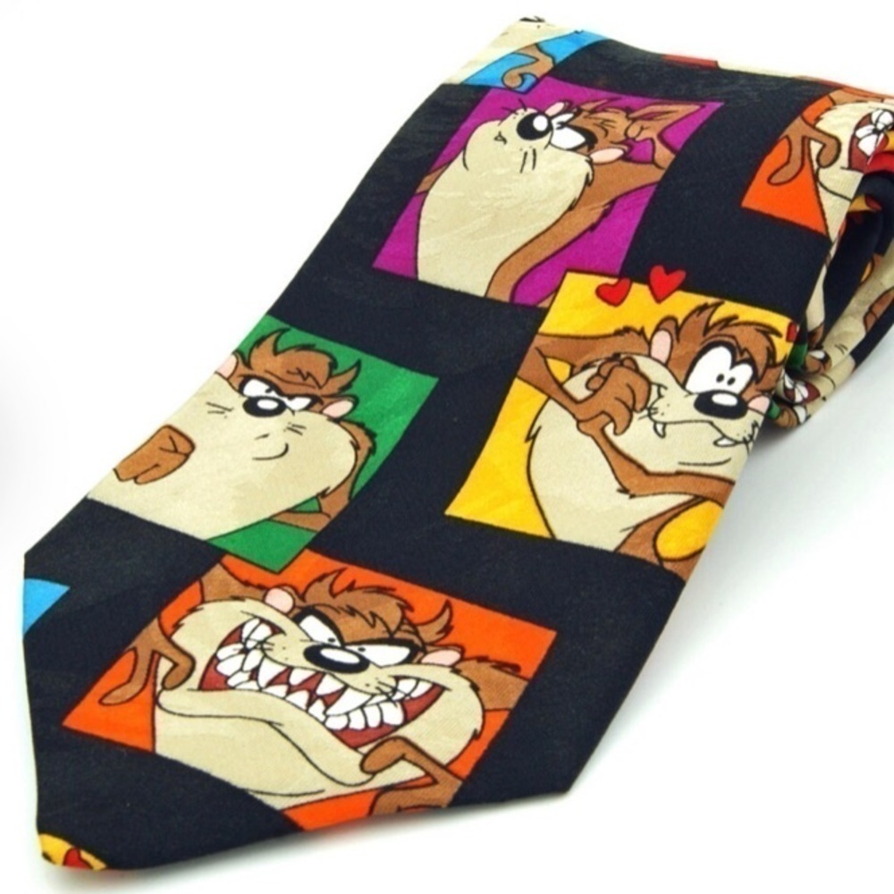 Taz Looney Tunes Tie, Taz Cartoon Character Vintage Necktie, Beautiful Colors